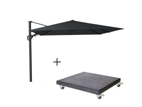 Challenger T² zweefparasol - premium doek | 300x300cm met Modena parasolvoet 90kg | Faded Black