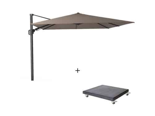 Challenger T² zweefparasol - premium doek | 300x300cm met Modena parasolvoet 90kg | Havana