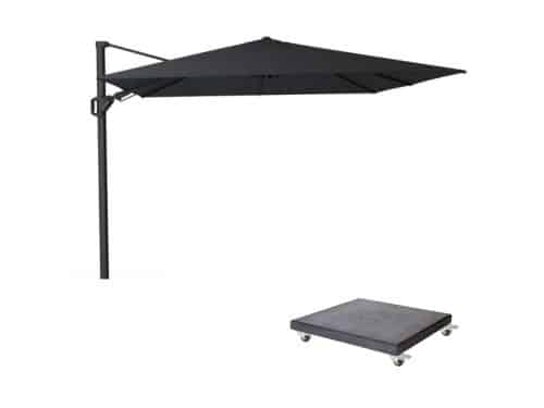 Challenger T² zweefparasol - premium doek | 300x300cm met Modena parasolvoet 90kg | Jet Black