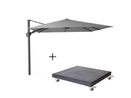 Challenger T² zweefparasol - premium doek | 300x300cm met Modena parasolvoet 90kg | Manhattan