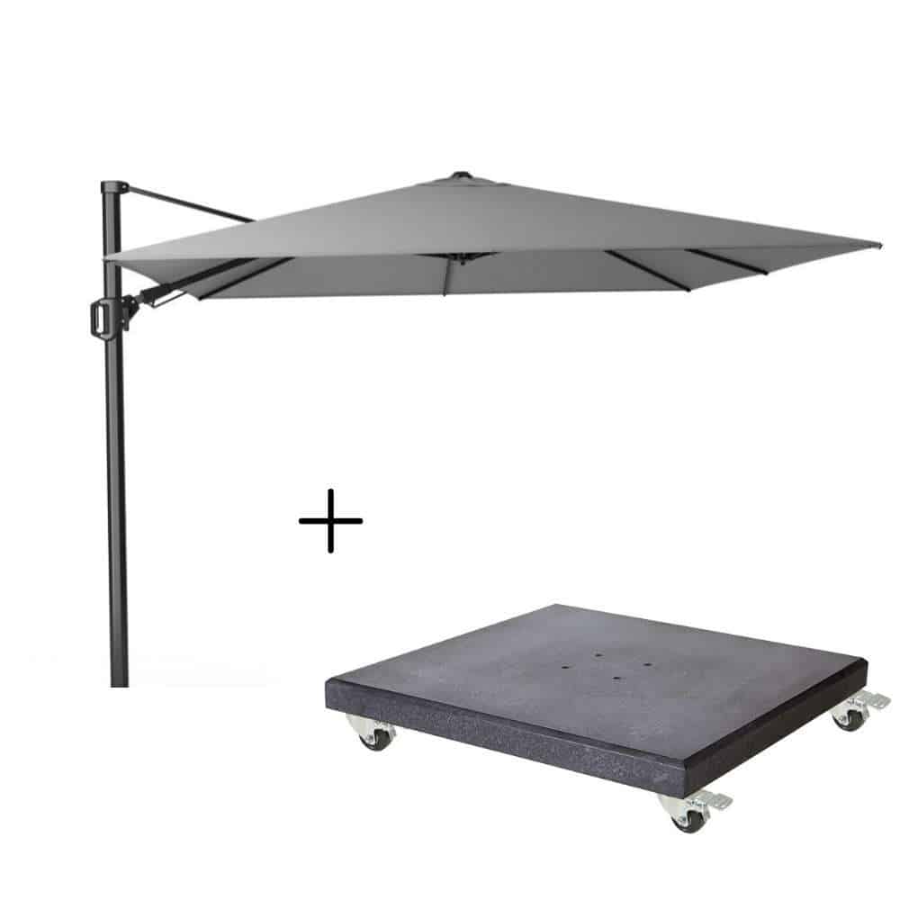 challenger t² zweefparasol premium doek | 300x300cm met modena parasolvoet 90kg | manhattan