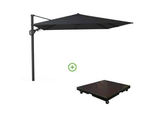 Challenger T² zweefparasol - premium doek | 300x300cm met Monza parasolvoet 90kg | Faded Black