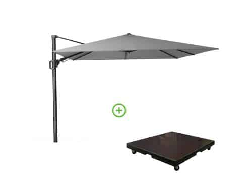 Challenger T² zweefparasol - premium doek | 300x300cm met Monza parasolvoet 90kg | Manhattan