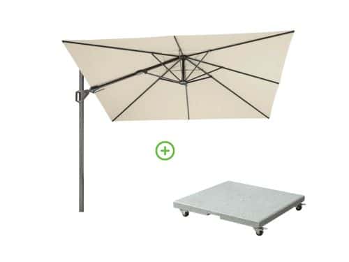 Challenger T² zweefparasol - premium doek | 300x300cm met Rocca parasolvoet 90kg | Champagne