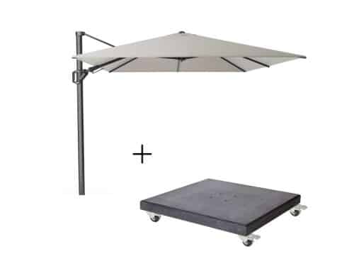 Challenger T² zweefparasol - premium doek | 350x260cm met Modena parasolvoet 120kg | Manhattan