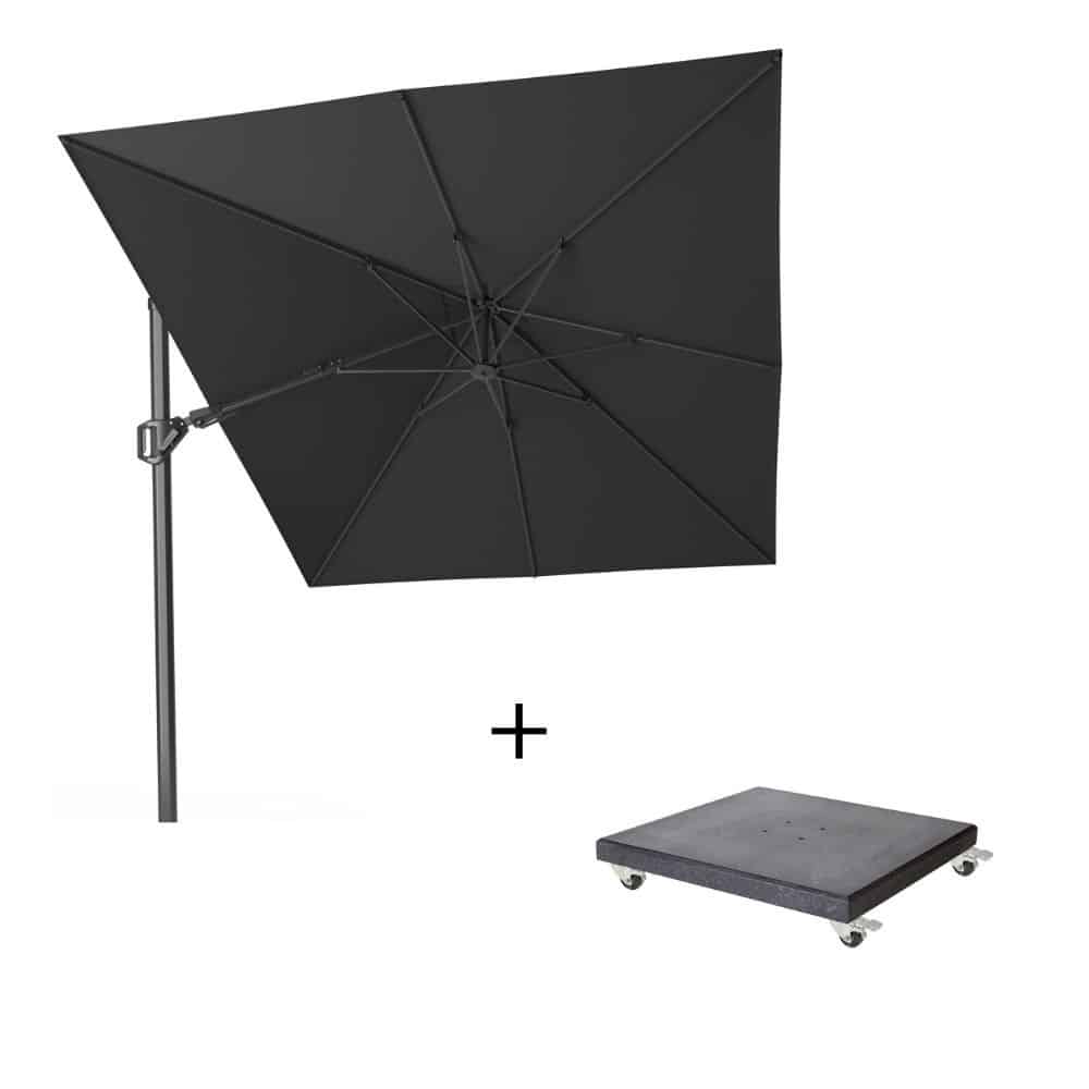 challenger t² zweefparasol premium doek | 350x260cm met modena parasolvoet 90kg | faded black