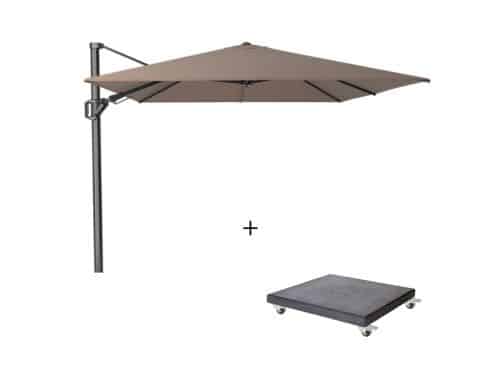 Challenger T² zweefparasol - premium doek | 350x260cm met Modena parasolvoet 90kg | Havana