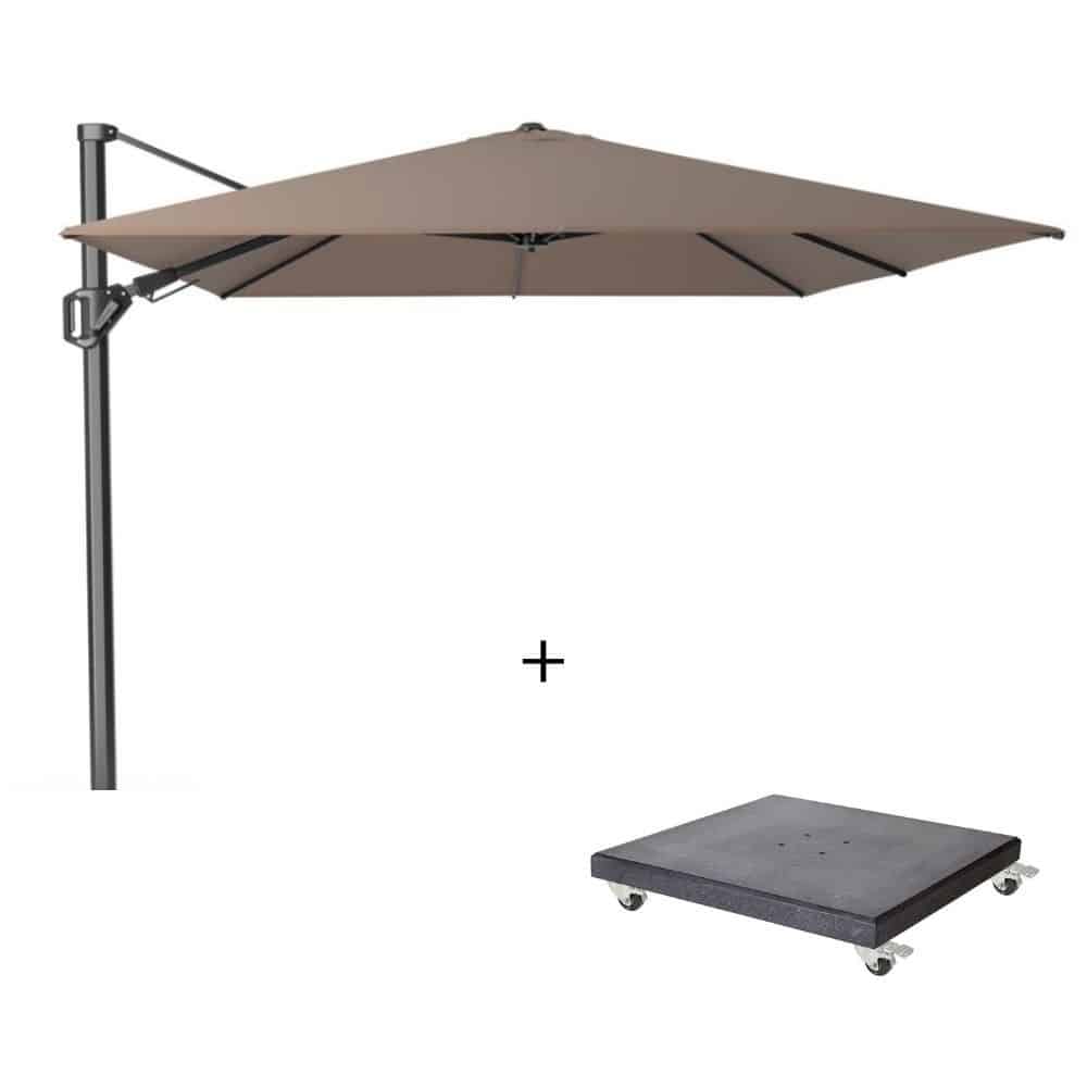 challenger t² zweefparasol premium doek | 350x260cm met modena parasolvoet 90kg | havana