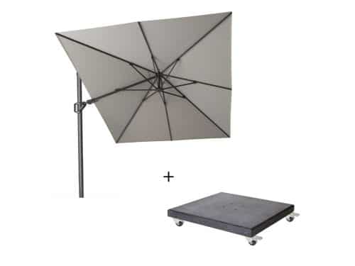 Challenger T² zweefparasol - premium doek | 350x260cm met Modena parasolvoet 90kg | Manhattan