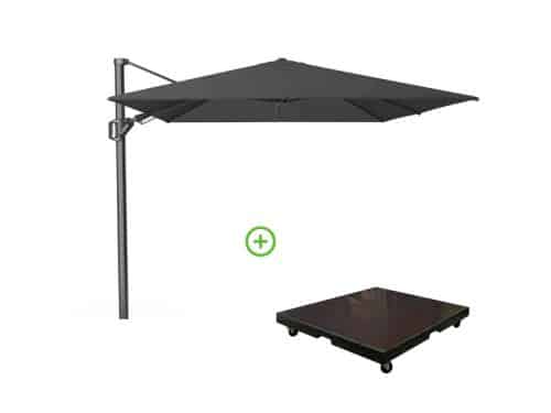 Challenger T² zweefparasol - premium doek | 350x260cm met Monza parasolvoet 90kg | Faded Black