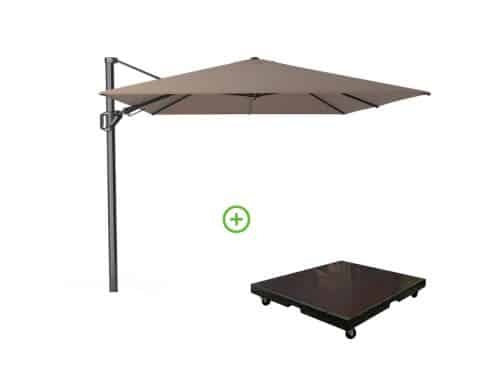 Challenger T² zweefparasol - premium doek | 350x260cm met Monza parasolvoet 90kg | Havana