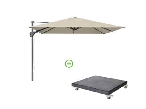 Challenger T² zweefparasol - premium doek | 400x300cm met Modena parasolvoet 120kg | Champagne