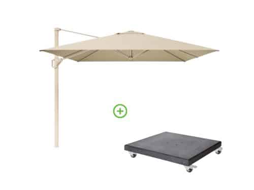 Challenger T² zweefparasol - premium doek | 400x300cm met Modena parasolvoet 120kg | Champagne/Sandstone