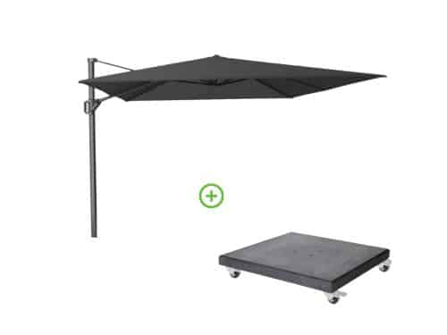 Challenger T² zweefparasol - premium doek | 400x300cm met Modena parasolvoet 120kg | Faded Black