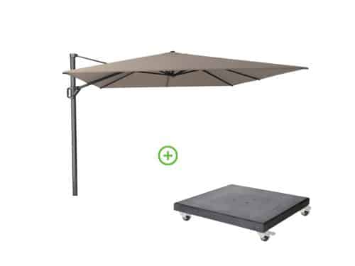 Challenger T² zweefparasol - premium doek | 400x300cm met Modena parasolvoet 120kg | Havana
