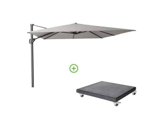 Challenger T² zweefparasol - premium doek | 400x300cm met Modena parasolvoet 120kg | Manhattan