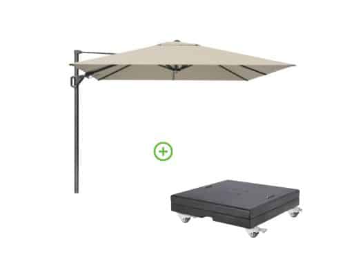 Challenger T² zweefparasol - premium doek | 400x300cm met Modena parasolvoet 150kg | Champagne