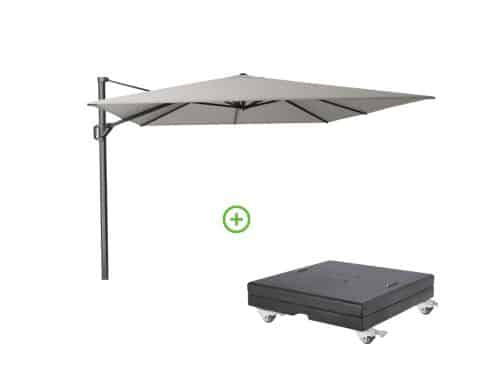 Challenger T² zweefparasol - premium doek | 400x300cm met Modena parasolvoet 150kg | Manhattan