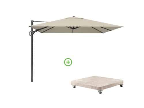 Challenger T² zweefparasol - premium doek | 400x300cm met Venezia rond parasolvoet 120kg | Champagne