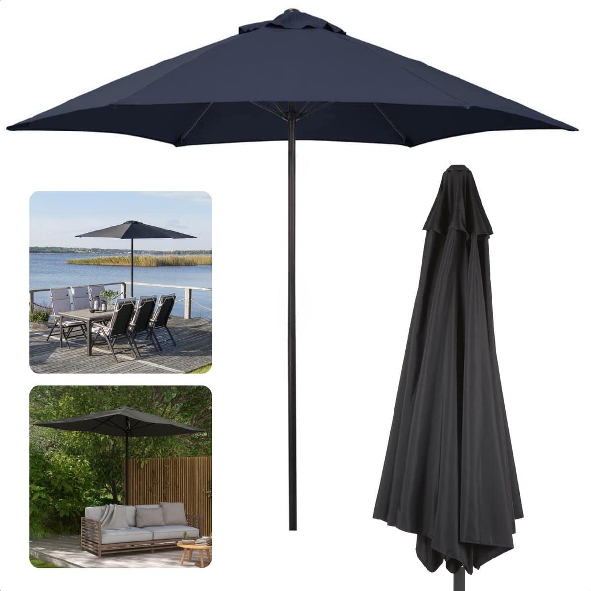 cheqo® luxe parasol stokparasol zonwerend textiel aluminium
