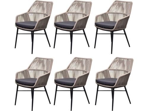 Chianti dining tuinstoel grijs rope set van 6