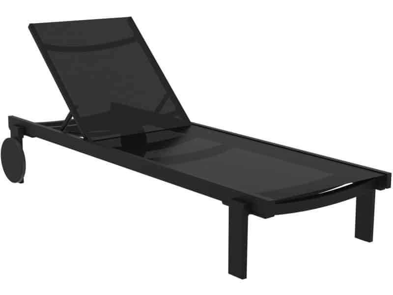 CLP Ligbed Casablanca met wielen weerbestendig stapelbaar snel drogend zwart