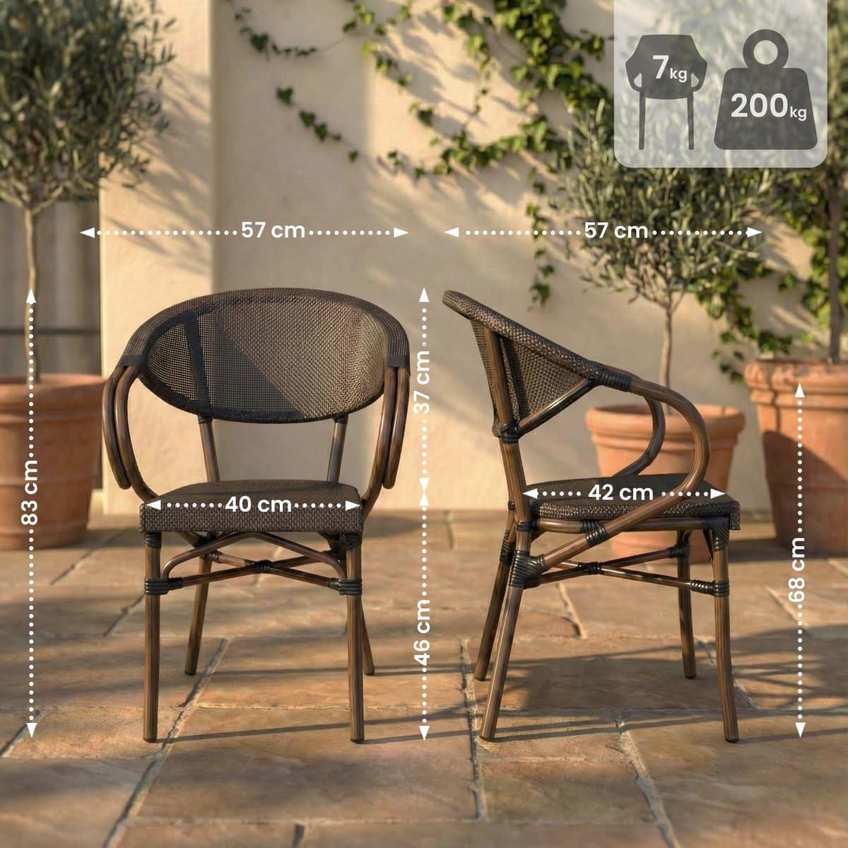 clp tuinstoel madetta stapelbaar aluminium houtlook met