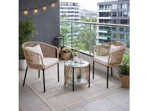 CLVP® Balkonset twee personen - Stoelen en tafel -Beige