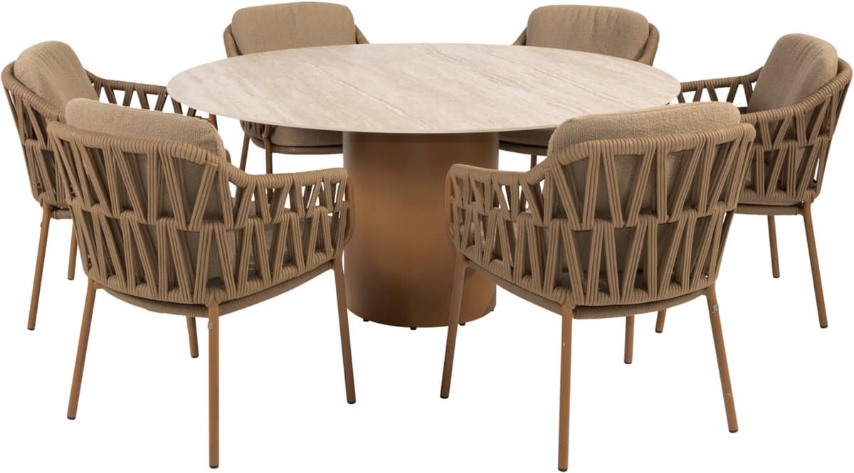 colorado biarritz dining tuinset 160xh75 cm rond 7 delig keramiek