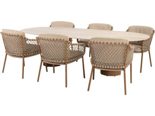 Colorado Martinique dining tuinset 240x105xH75 cm 7 delig keramiek amber