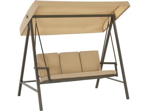 Comfortabele 3-Persoons Schommelbank met Verstelbaar Dak - Tuinschommel met Rugkussens