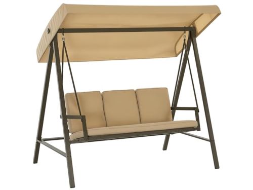 Comfortabele 3-Persoons Schommelbank met Verstelbaar Dak - Tuinschommel met Rugkussens