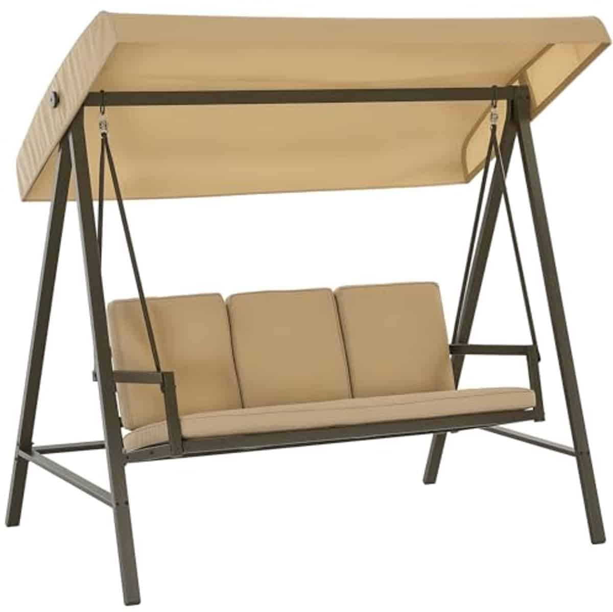 comfortabele 3 persoons schommelbank met verstelbaar dak tuinschommel met rugkussens