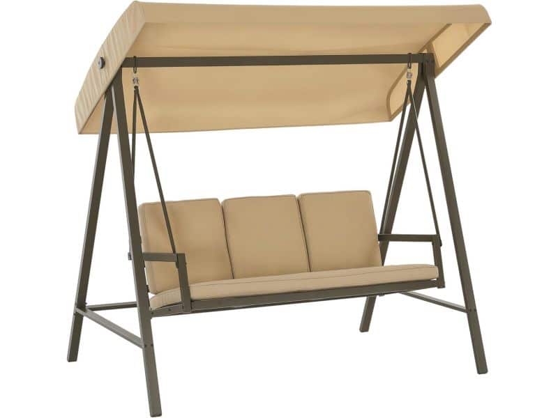 Comfortabele 3-Persoons Schommelbank met Verstelbaar Dak - Tuinschommel met Rugkussens