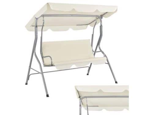 Comfortabele 3-zits Schommelbank met Verstelbaar Dak voor Tuin en Terras