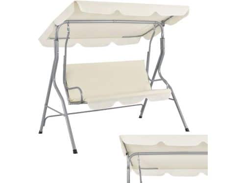 Comfortabele 3-zits Schommelbank met Verstelbaar Dak voor Tuin en Terras