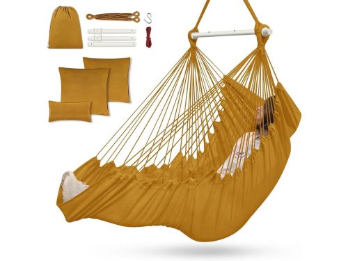 Comfortabele Hangstoel met 3 Kussens en Voetensteun - Binnen en