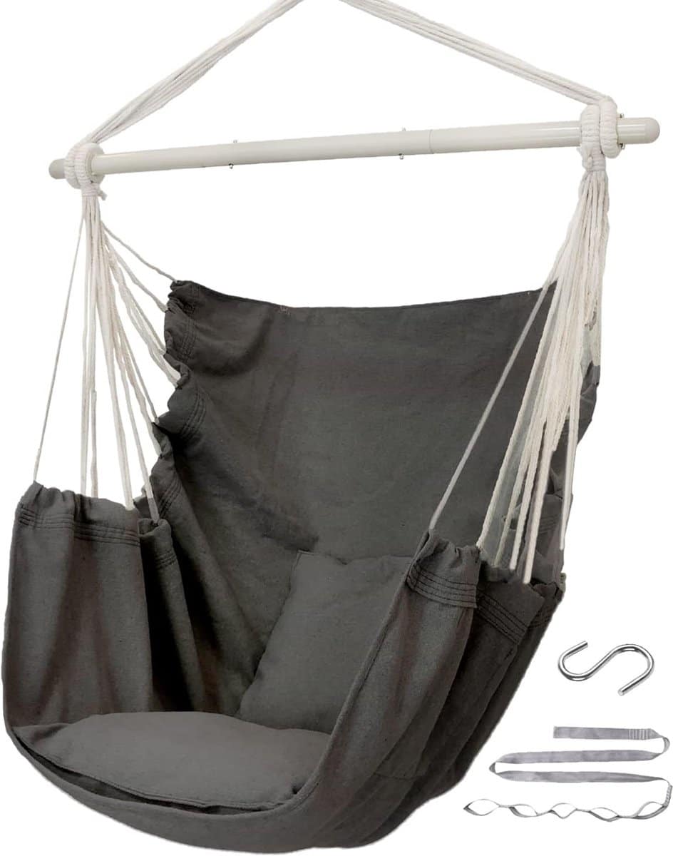 comfortabele hangstoel schommel met brede stalen spreidstang inclusief 2