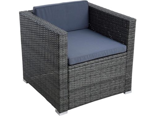 Comfortabele Tuinstoel Lounge Stoel Polyrotan Antraciet Grijs - Weerbestendig