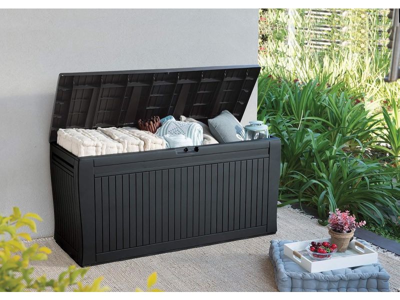 Comfy outdoorkoffer van hars 270 liter grafiet 1167 x 447