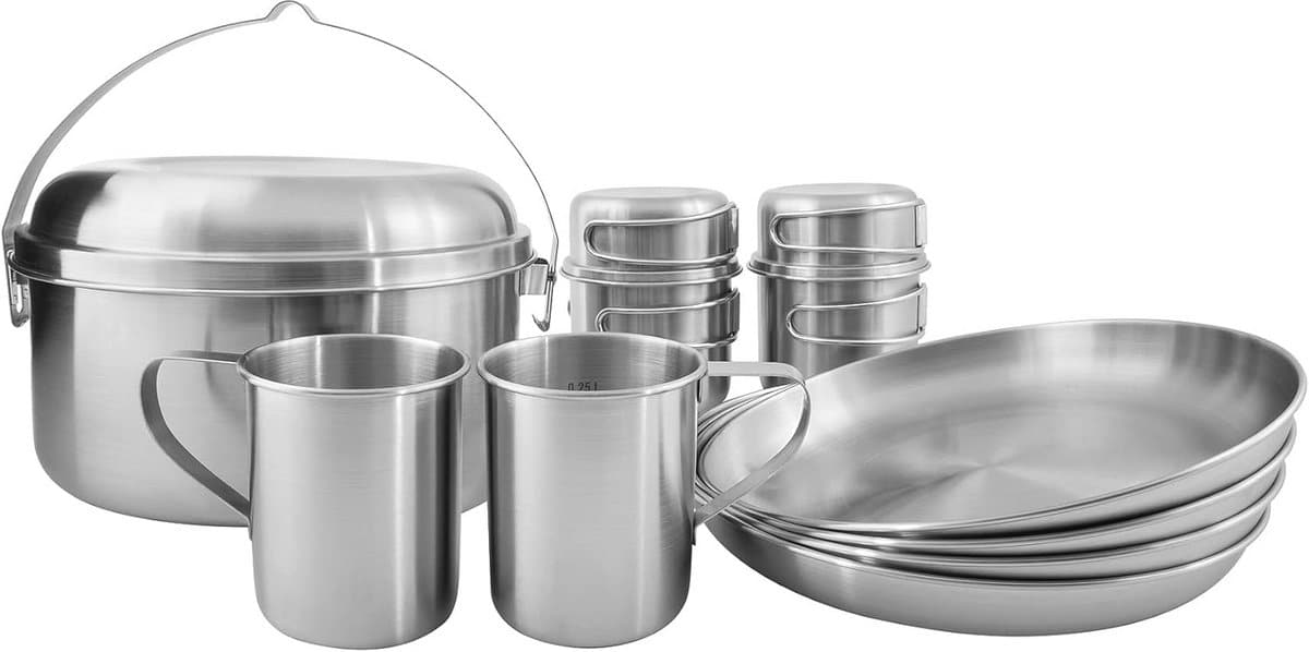 compleet 12 delig roestvrij stalen picknick set voor 4 personen