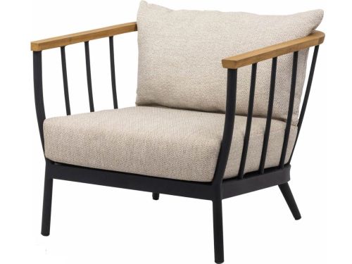 Condor lounge chair 80, Black alu frame, SVLK teak arm