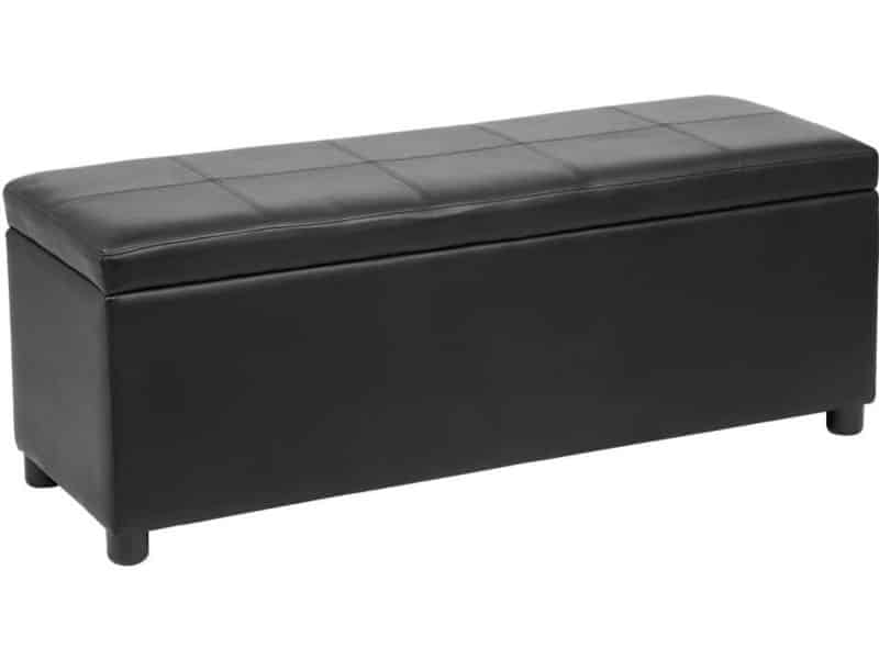 Corium Opbergbank met gewatteerde zitting 118x37x43 cm met opbergruimte zwart