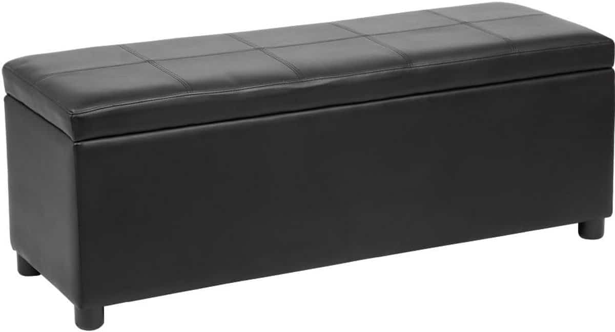 corium opbergbank met gewatteerde zitting 118x37x43 cm met opbergruimte zwart