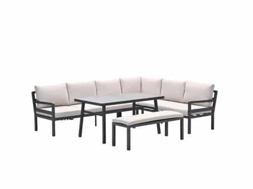 Corsica lounge-diningset - 4-delig - rechts - carbon black - desert sand - grijs