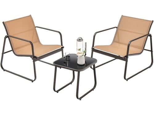 COSTWAY 3-delige tuinmeubelset, balkonset met 2 stoelen en tafel
