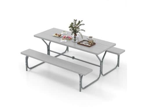 COSTWAY Biertentgarnituur, 183 cm, biertafelset met weerbestendig HDPE