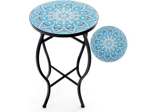 COSTWAY Bijzettafel, mozaïektafel, rond, mozaïek, tuintafel, bistrotafel, diameter 30 x