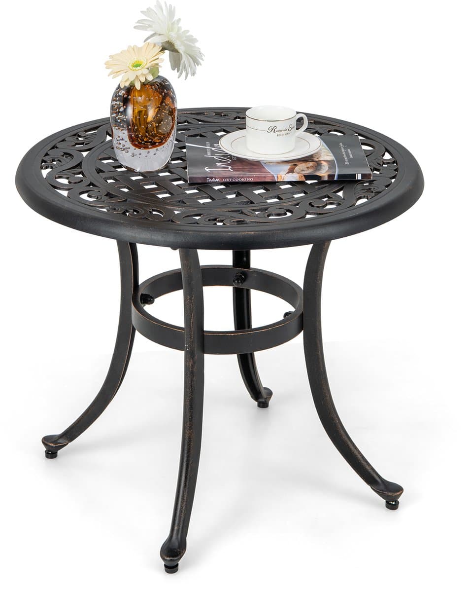 costway bijzettafel van gegoten aluminium, 60 x 60 x 53