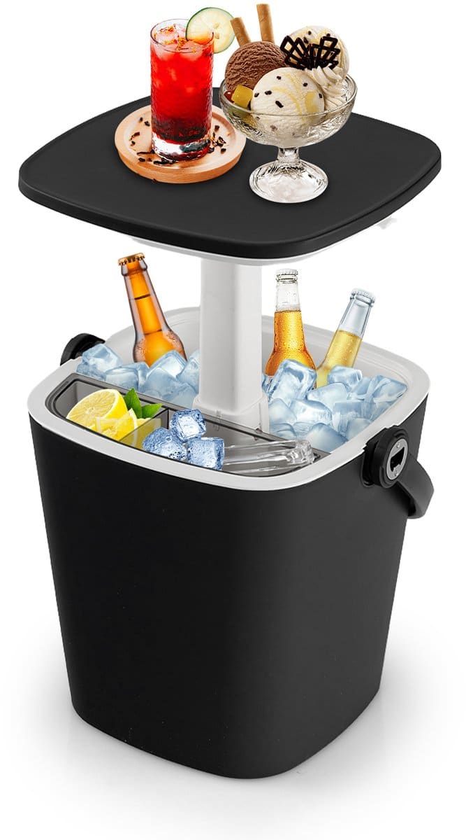 costway cool bar draagbare bijzettafel met optilbaar tafelblad